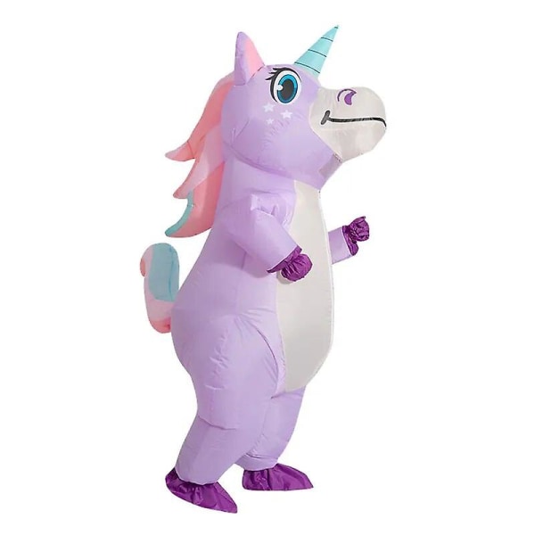 Lila Unicorn Uppblåsbar Dräkt Vuxen Barn Regnbåge Halloween Kostymer För Kvinnor Män Vuxen Carnival Mascot Jul Cosplay White-Blue Adult 150-190cm