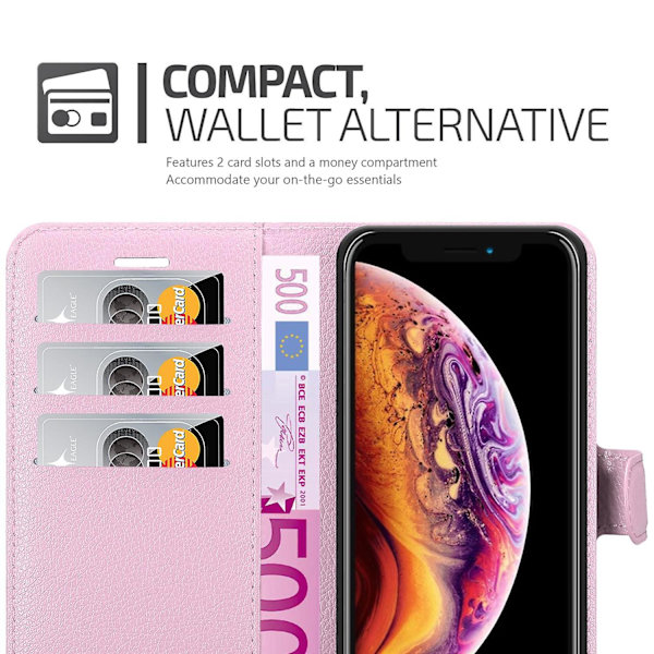 Apple iPhone X / XS Hülle Cover Case Etui - mit Kartenfach och Stand Funktion LOTUS PINK iPhone X / XS