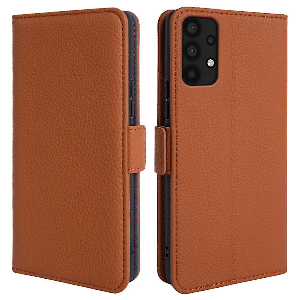 För Samsung Galaxy A33 5g äkta kohudsläder cover Fullt skydd Telefon Flip Case Light Brown
