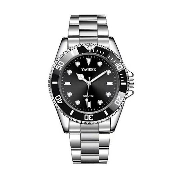 Liten grön klocka herr vattentät nät röd kalender grön spöke herr stål armbandsklocka Black