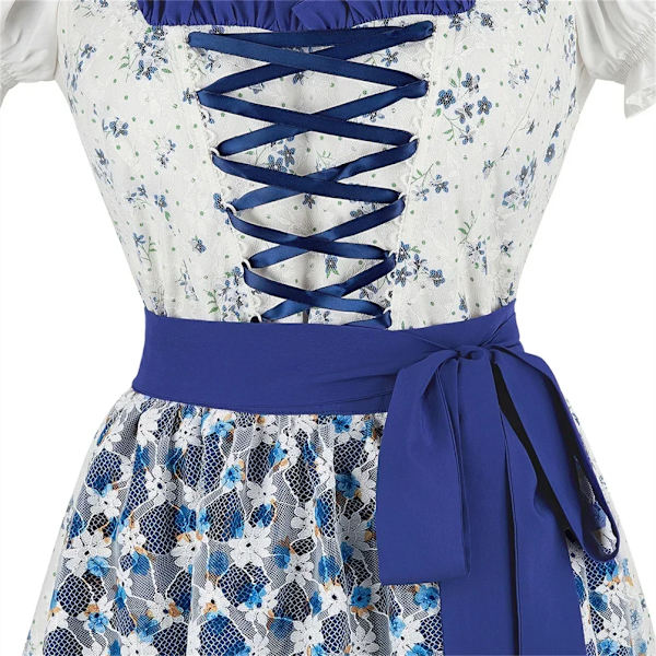 Damkläder för Oktoberfest, Bavarisk Dräkt för Vuxna, Halloween Cosplay Dräkter, Kvinnliga Ölkläder, Elegant Maskeradfestdräkt XS 32018--Blue