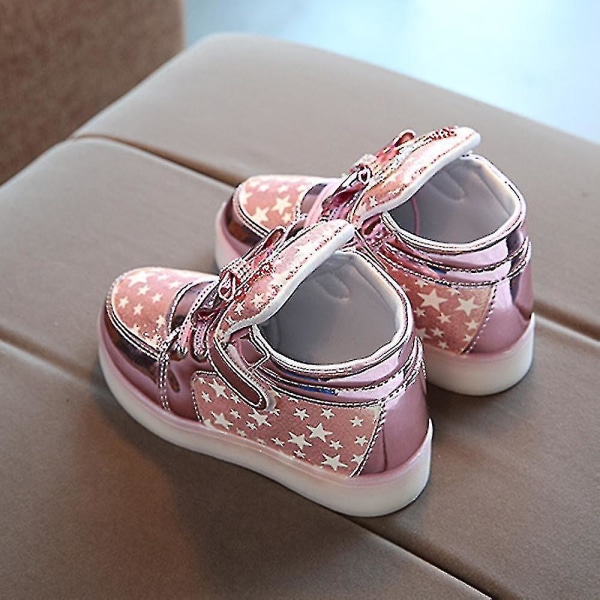 Lysande skor Blinkande andningsbara sneakers Ljusstarka casual skor för barn Gold 24