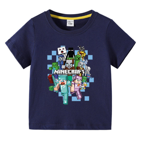 Minecraft Barn Sommar T-shirt marinblå 120cm