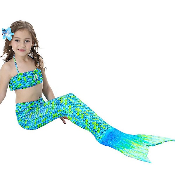 Girls Mermaid Tail Baddräkt Bikini Set Badkläder Simdräkt Bad Green 4-5 Years
