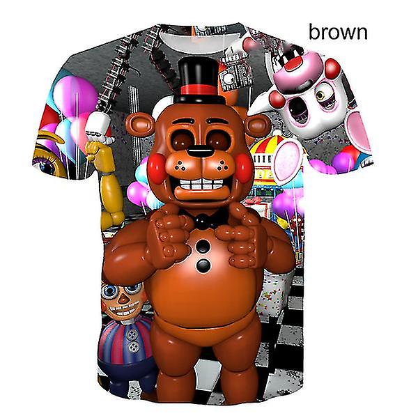 Ny design T-shirt med 3d print för barn Five Nights At Freddy's 3d T-shirt Pojkar Flickor Kortärmade T-shirts 100-160 Cm Brown 160 cm