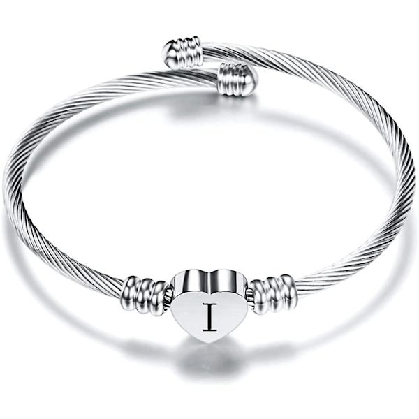 Inledande armband för kvinnor tjejer alfabetet 26 bokstäver armband hjärta kabel berlock armband presenter till han