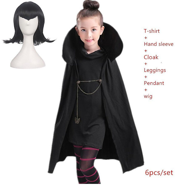 Jinzhaolai jul halloween kostymer för flickor Carnival Hotel Transylvaniaing Mavis Cosplay prydnadskläder Vampyr Barn Vuxna kvinnor sets and wig 160(13-14Y)