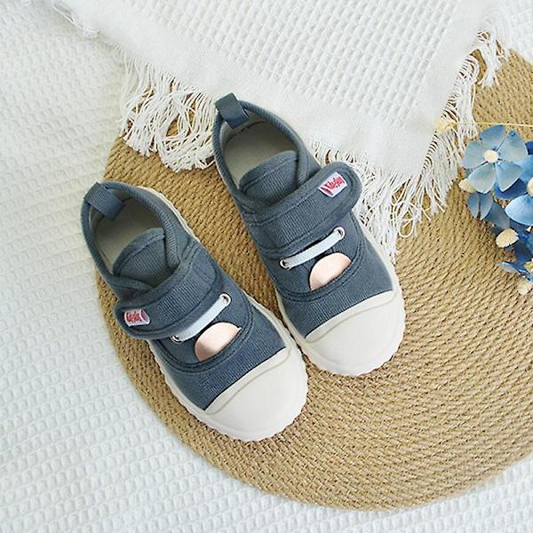 Barn Andningsbara Magiska Tejp Flats Pojkar Utomhus Bekväma Enfärgade Skor Halkfria Gray EU 30