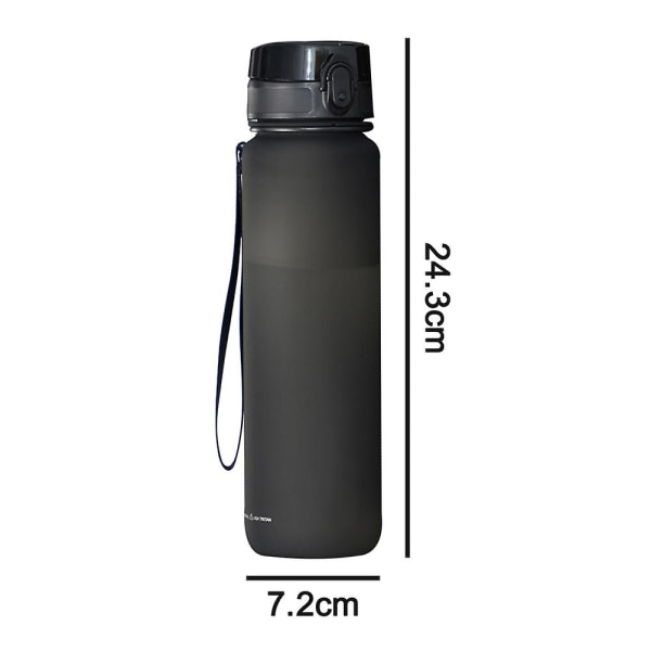Utomhus Sport Vattenkopp Resor Bil Fitness Plast Vattenflaska Skrubbkopp - För sport, gym och vandring dark black 650ml