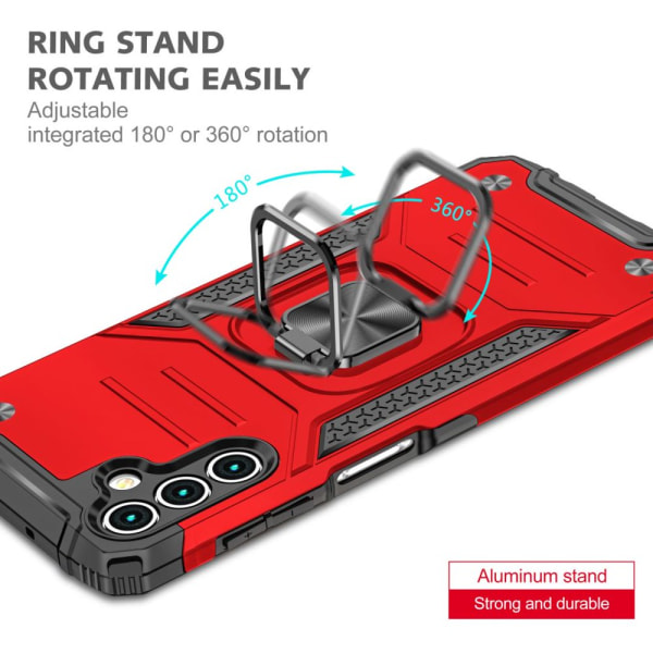 TASHHAR Samsung Galaxy A04S case/A13 5G case med sekretessskärm och linsskydd Magnetisk ring Stativ Militärklass dubbellager Dura red