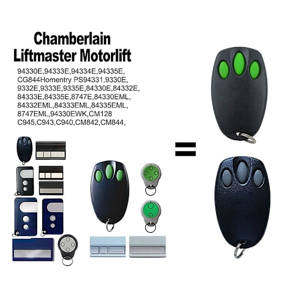 Chamberlain Liftmaster 94335e 84335eml D-66793 Fjärrkontroll 1a5639-7 Garage Door Gate 433,92mhz Cm842 C945 C940 132b2372 Style1