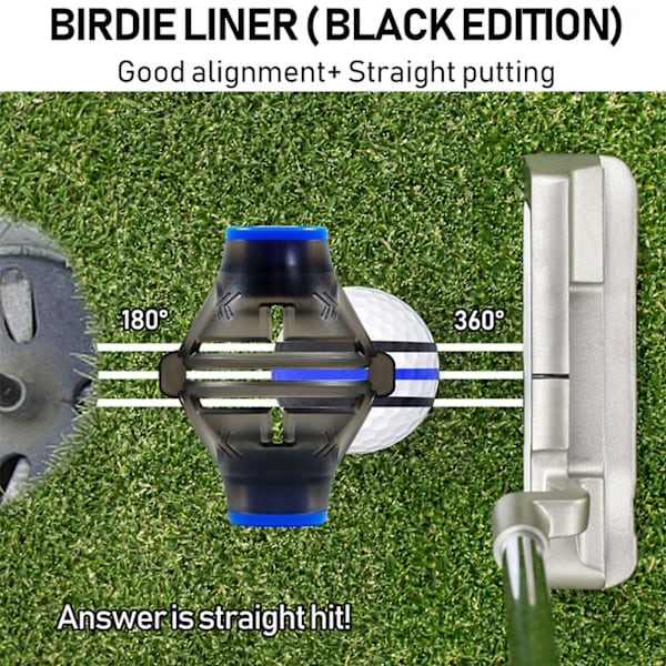 Sinknap 1 set golflinjemarkör Blå/svart låda 360-graders ritklämma Professionell linjeritning Tredelad set golfbollsuppriktning Putt