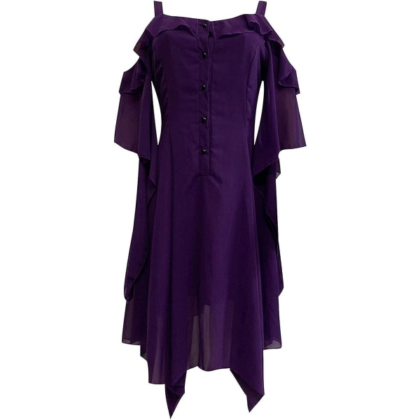 Renaissance Faire Costume Kvinnor Sexig Off Shoulder Fairy Dress Plus Size Goth Steampunk Dress Halloween Gothic Dress Purple X-Large