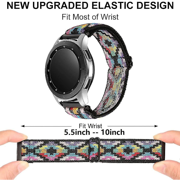 Nylon för Samsung Galaxy Watch 4/classic/46mm/active 2/gear S3 Justerbart elastiskt armband Rainbow 22mm