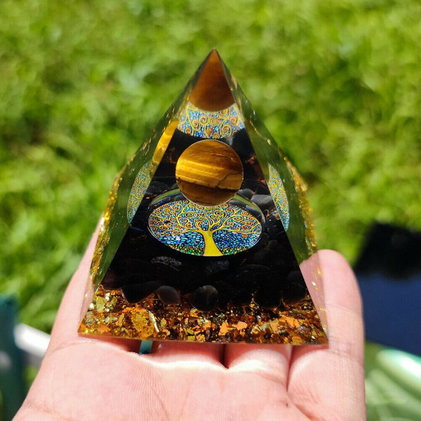 Ametist Crystal Healing Orgonite Pyramid Obsidians Chakra Energy Orgone Stone black