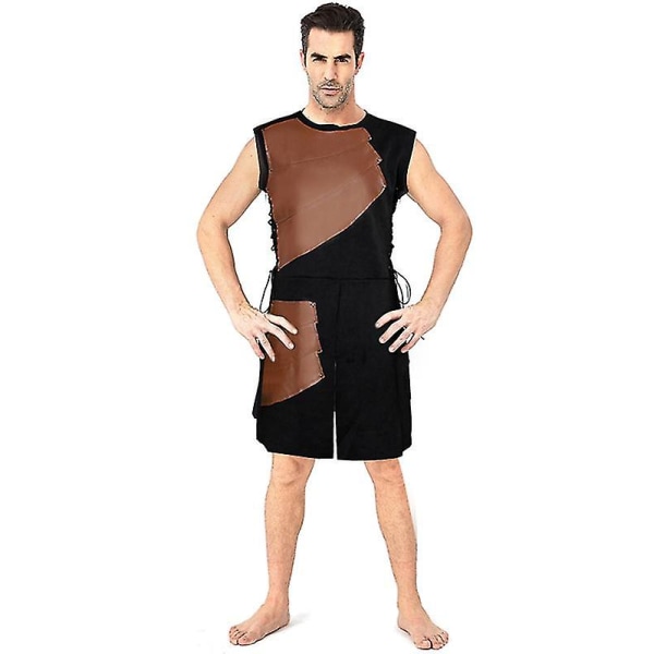 Vuxna män Medeltida Läderväst Pansar Larp Knight Warrior Dräkt Roman Archer Tabard Kappa Cosplay Tunika Halloween Carnival Kostym Brown XXXL