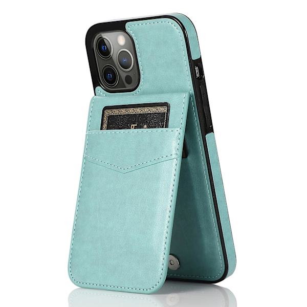 Korthållare Cover För Iphone 13 Pro , Pu Läder + Tpu Case Med Kickstand Mint Green