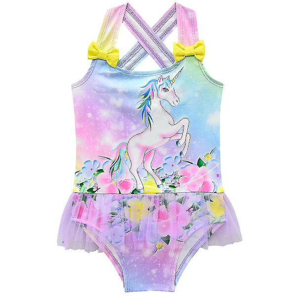 5-9 år Flickor Unicorn Swimsuit Baddräkt Baddräkt Summer Beach_c 5-6 Years