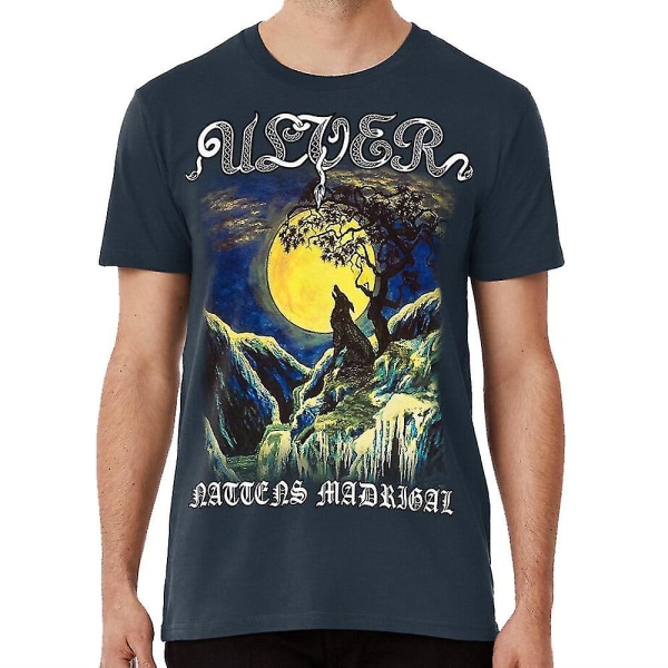 Nattens Madrigal By Ulver - Aatte Hymne Til Ulven I Manden - Classic Old School Black Folk Metal T-shirt Navy S