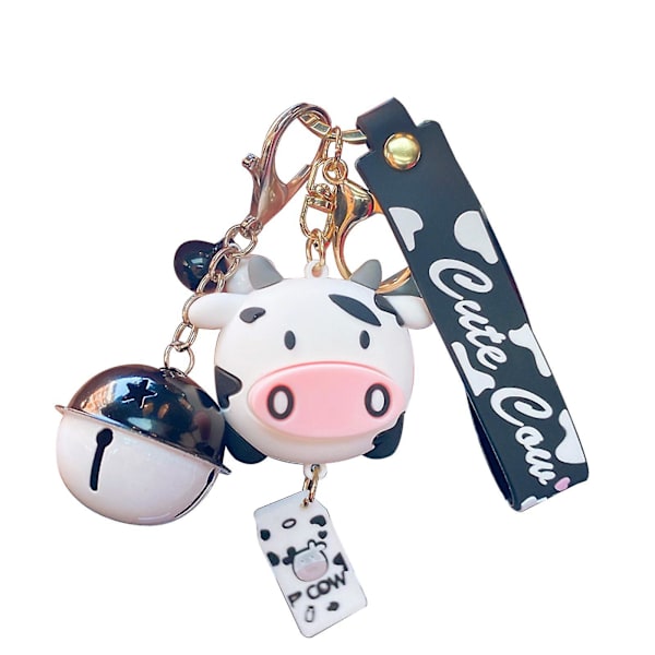 Cartoon Cute Cow Pop Car Keychain Charm Bag Dekoration Charm Keychain White