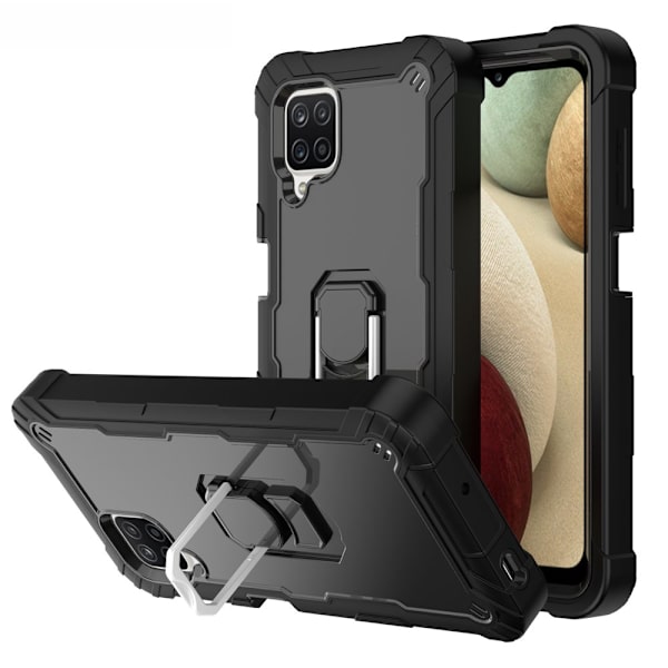 Case för Samsung A12 5G Case, Galaxy A12 Case, Allytech Slim Fit Rugged 3-lagers stötsäkert skydd Hybrid Kickstand Phone case Cover för black