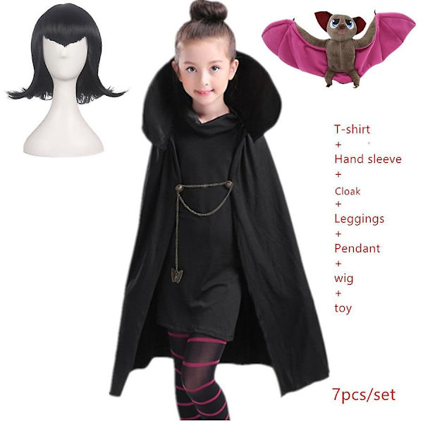 Jinzhaolai jul halloween kostymer för flickor Carnival Hotel Transylvaniaing Mavis Cosplay prydnadskläder Vampyr Barn Vuxna kvinnor sets-wig-toy 160(13-14Y)