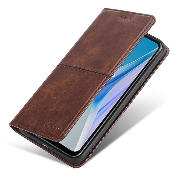 För Xiaomi Redmi Note 12 4g Korthållare Cover Kohud Texture Pu Läderställ Phone case Shell Dark Brown