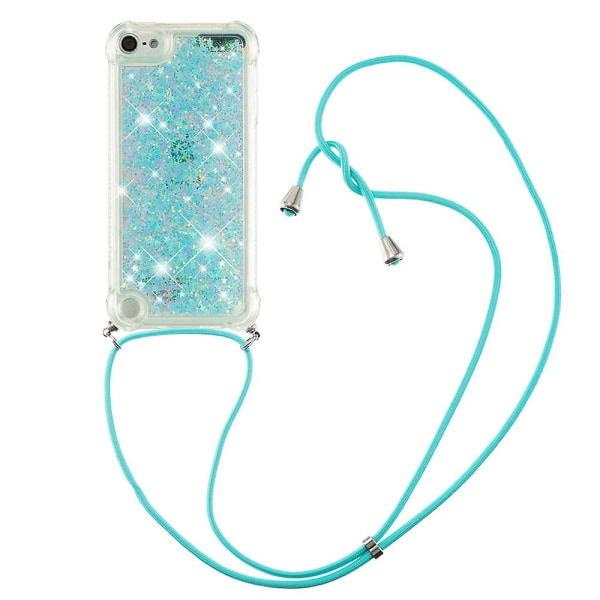 Long Lanyard Glitter Liquid Quicksand Tpu Cover för Ipod Touch (2019)/ipod Touch 6/5 - Mörklila hjärtan Silver Blue Stars