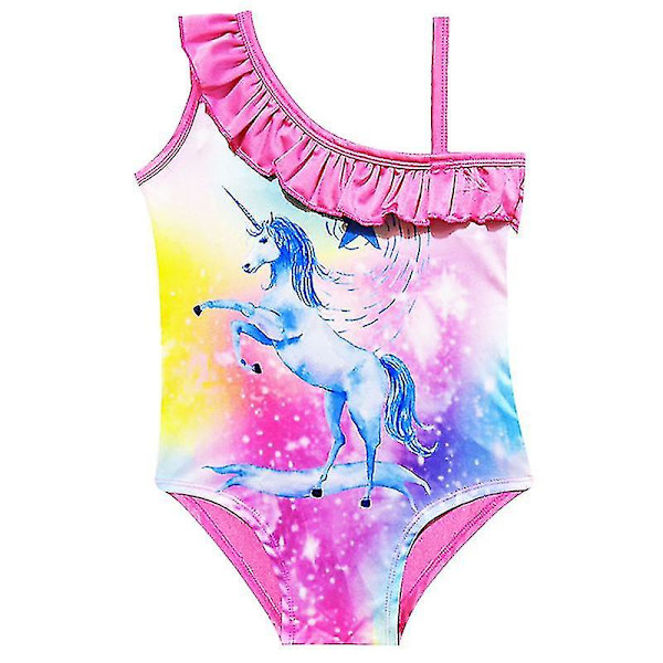 Kid Girl Baddräkt i ett stycke Baddräkt Unicorn Bikini Simbad Strandkläder Rose Red 7-8 Years