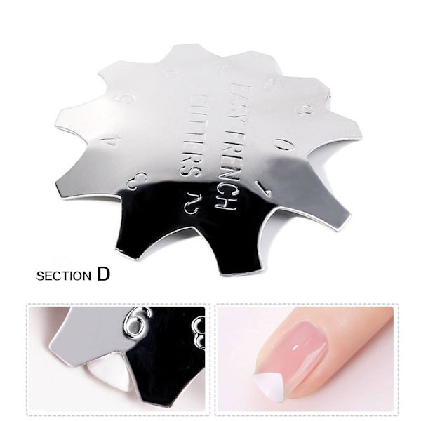 Silver Crystal franska nagelmall Rostfritt stål färgmall modellering C