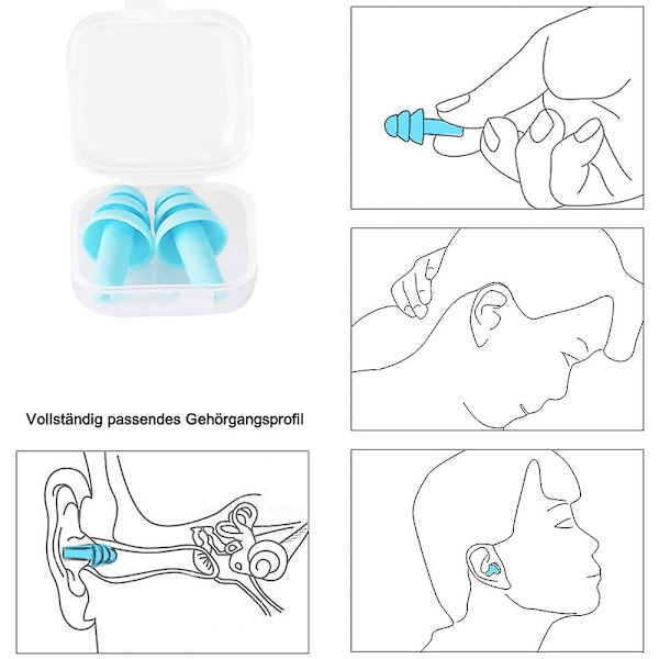 5 par simöronproppar av silikon ljudreducerande öronproppar Återanvändbara vattentäta öronproppar med case för simning och sömn null none