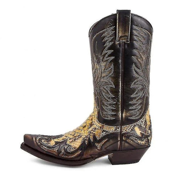 Python Western Boot Colorblock Broderi Herr Stövlar Mode Moderna Skor 42
