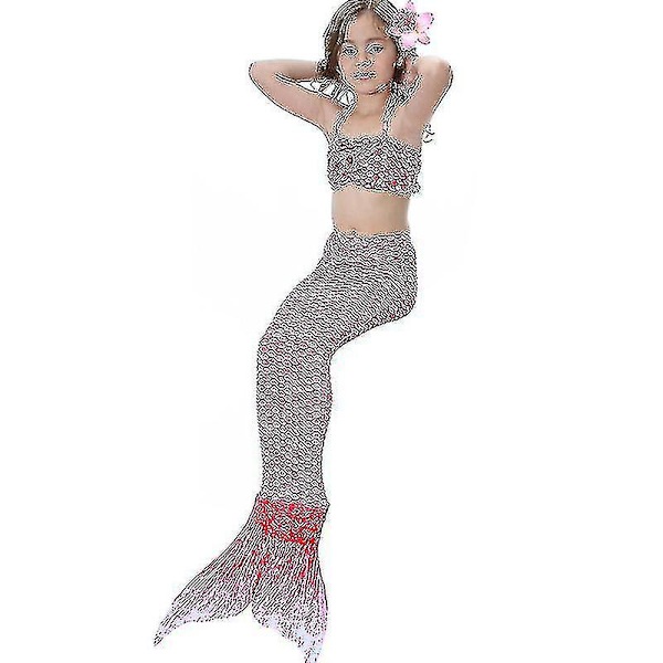 Barn Flickor Mermaid Tail Bikini Set Badkläder Baddräkt Simdräkt Hög kvalitet A Pink 130