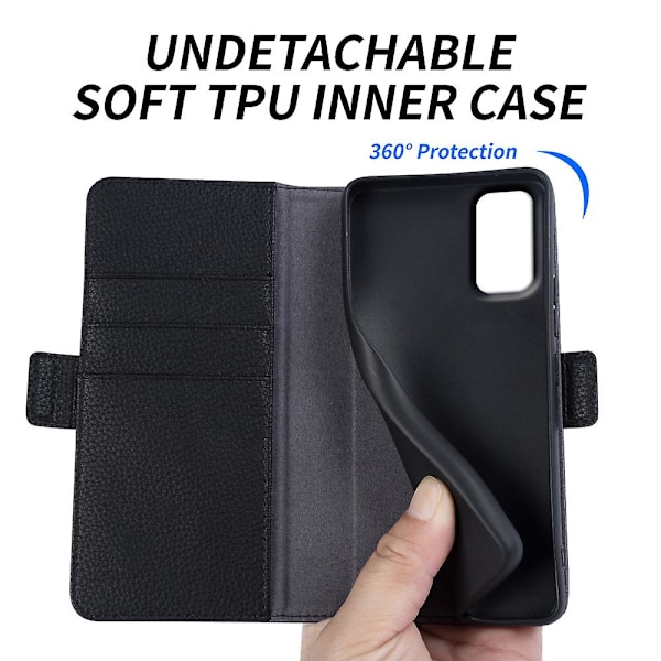 För Samsung Galaxy A33 5g äkta kohudsläder cover Fullt skydd Telefon Flip Case Black