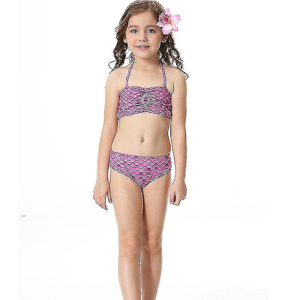 Barn Flickor Mermaid Tail Bikini Set Badkläder Baddräkt Simdräkt Purple 4-5 Years
