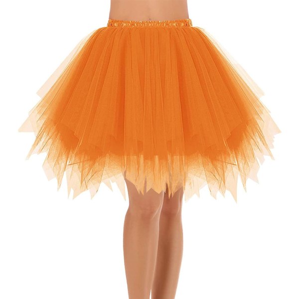 Vuxenkjol i tutu för kvinnor 1950-tals vintage underkjol i tyll, balett bubbelkjolar, kort för dans, cosplayfest Orange M
