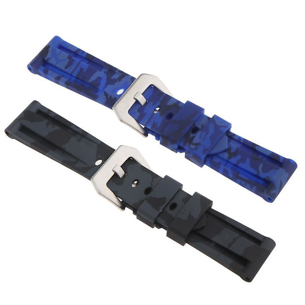 Vattentät Kamouflage Silikongummi Sport Smart Watch Band Rem Bälten - Blå Blue