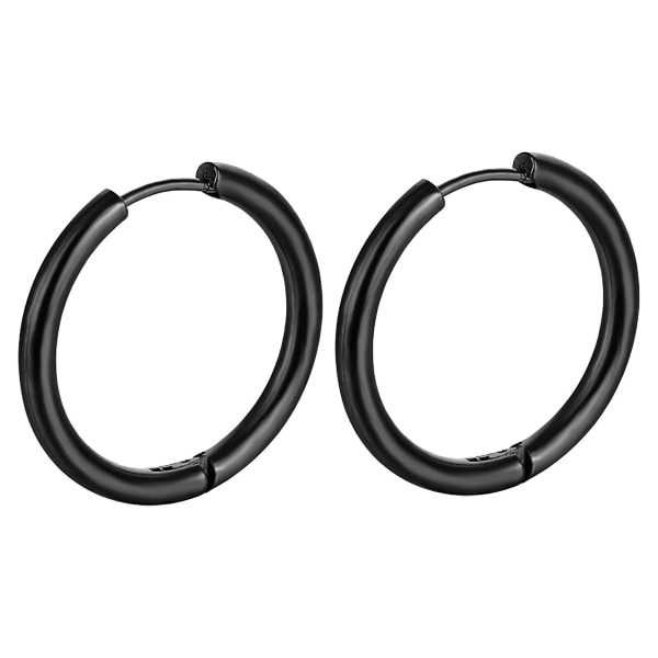 1 par Män Kvinnor Mode Smycken Bankett Daglig Shiny Hoop Örhängen Titan Stål Black 2.5x12mm/0.1x0.47in