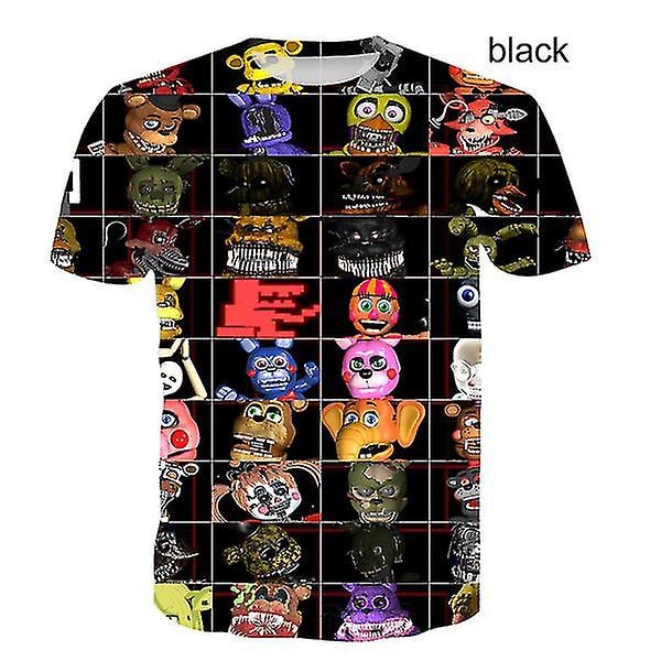 Ny design T-shirt med 3d print för barn Five Nights At Freddy's 3d T-shirt Pojkar Flickor Kortärmade T-shirts 100-160 Cm Black 150 cm