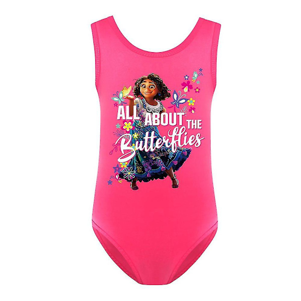 Encanto Mirabel Badkläder i ett stycke Barn Flickor Summer Beach Monokini Bikini Baddräkt Rose Red 5-6 Years