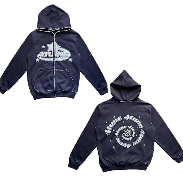 4tune Stars Autumn Winter Hoodie Cardigan Jacket Sweatshirt Loose Top Sweatshirt black 3XL