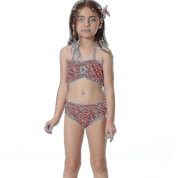 Barn Flickor Mermaid Tail Bikini Set Badkläder Baddräkt Simdräkt Hög kvalitet A Red 110
