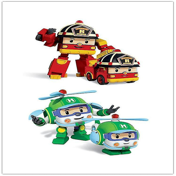 Poli Robocar Robot Transformering Robot Brandbil Trafikräddningsteam Set Festlig födelsedagspresent 7 Pcs
