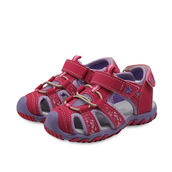 Flickor Platt Fiskarsandal Mjuk Utomhus Vattenskor Magisk Tejp Strandsandaler Peach EU 30