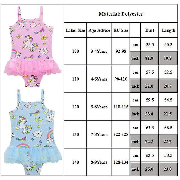 Barn Flicka Unicorn One-piece Beachwear Badkläder Baddräkt Bikini Baddräkt Simdräkt Pink 5-6 Years
