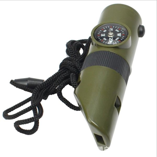 7 i 1 visselpipa multifunktion kompass ficklampa termometer