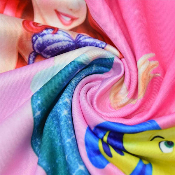 Barn sjöjungfru prinsessan Ariel printed festklänning flicka Casual A-line klänningar Rose Red 6-7Years