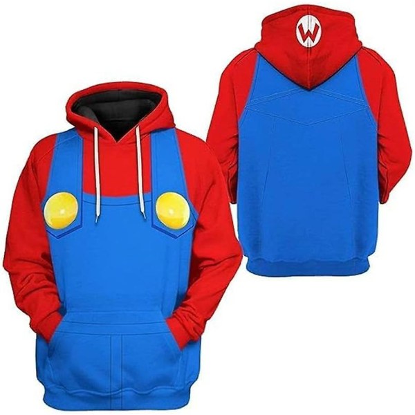 Luigi Costume Vuxen Barn Hoodie Filminspirerad Halloween Cosplay Sweatshirt Q3 Kids-Height 130cm