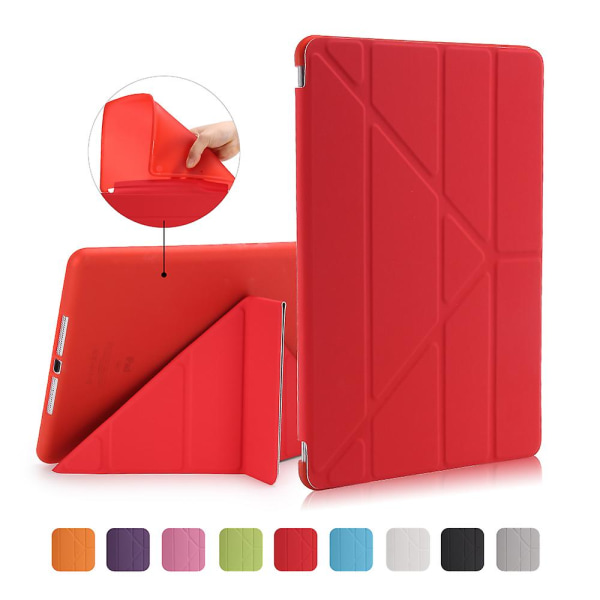 För Ipad 9.7 (2018) / 9.7 (2017) Origami Smart Pu Leather + Tpu Tablet Case Red