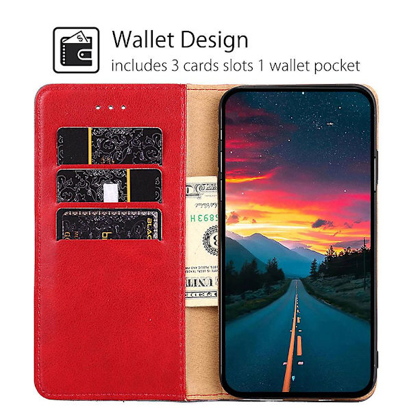 For Honor 90 Lite 5g / X50i 5g triangelsömnadslinje Anti- case Pu läder cover Red